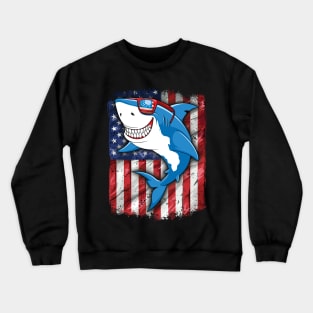 Shark American Flag Jawsome 4th of July Crewneck Sweatshirt